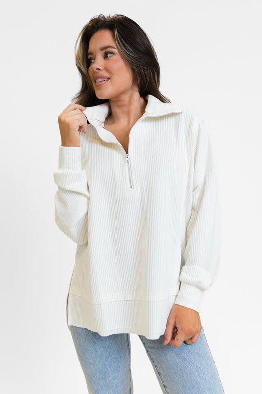 Women's Warm Loose Fit Half Zip Knit Jumper | Ideal for Winter