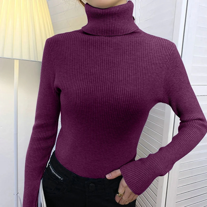 Women's Slim Fit Turtleneck Knitted Jumper | Ideal for Winter