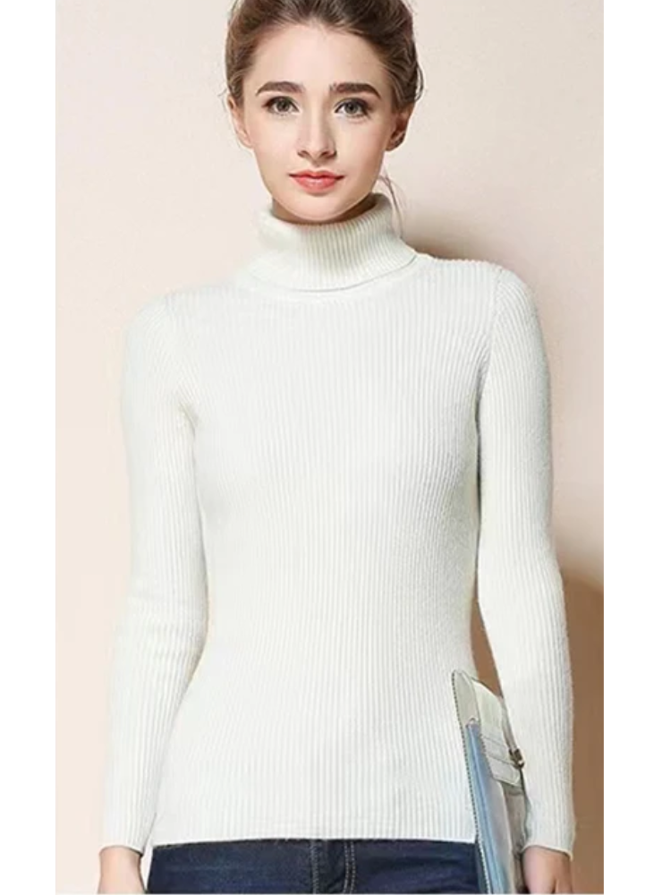 Women's Comfortable Ribbed and Soft Knitted Turtleneck Jumper | Ideal for Winter