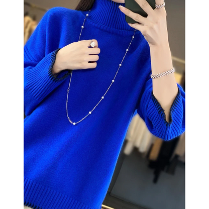 Women's Comfortable Soft Loose Knitted Turtleneck Jumper | Ideal for Winter