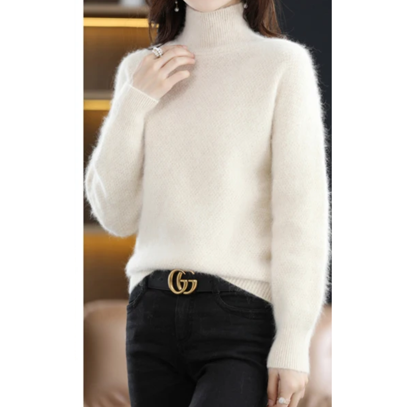 Women's Elegant Hollow Print Turtleneck Knitted Jumper for Women | Ideal for Winter