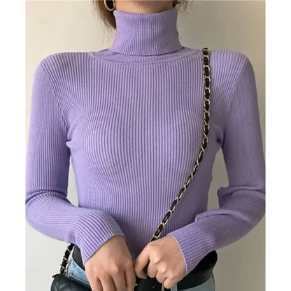 Women's Slim Fit Turtleneck Knitted Jumper | Ideal for Winter