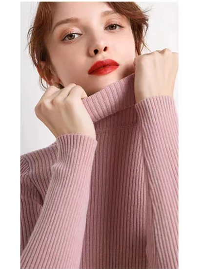 Women's Comfortable Ribbed and Soft Knitted Turtleneck Jumper | Ideal for Winter