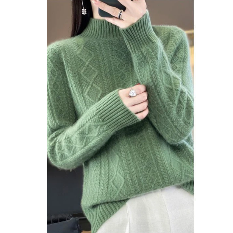 Stylish Cable Knit Turtleneck Jumper for Women | Ideal for winter