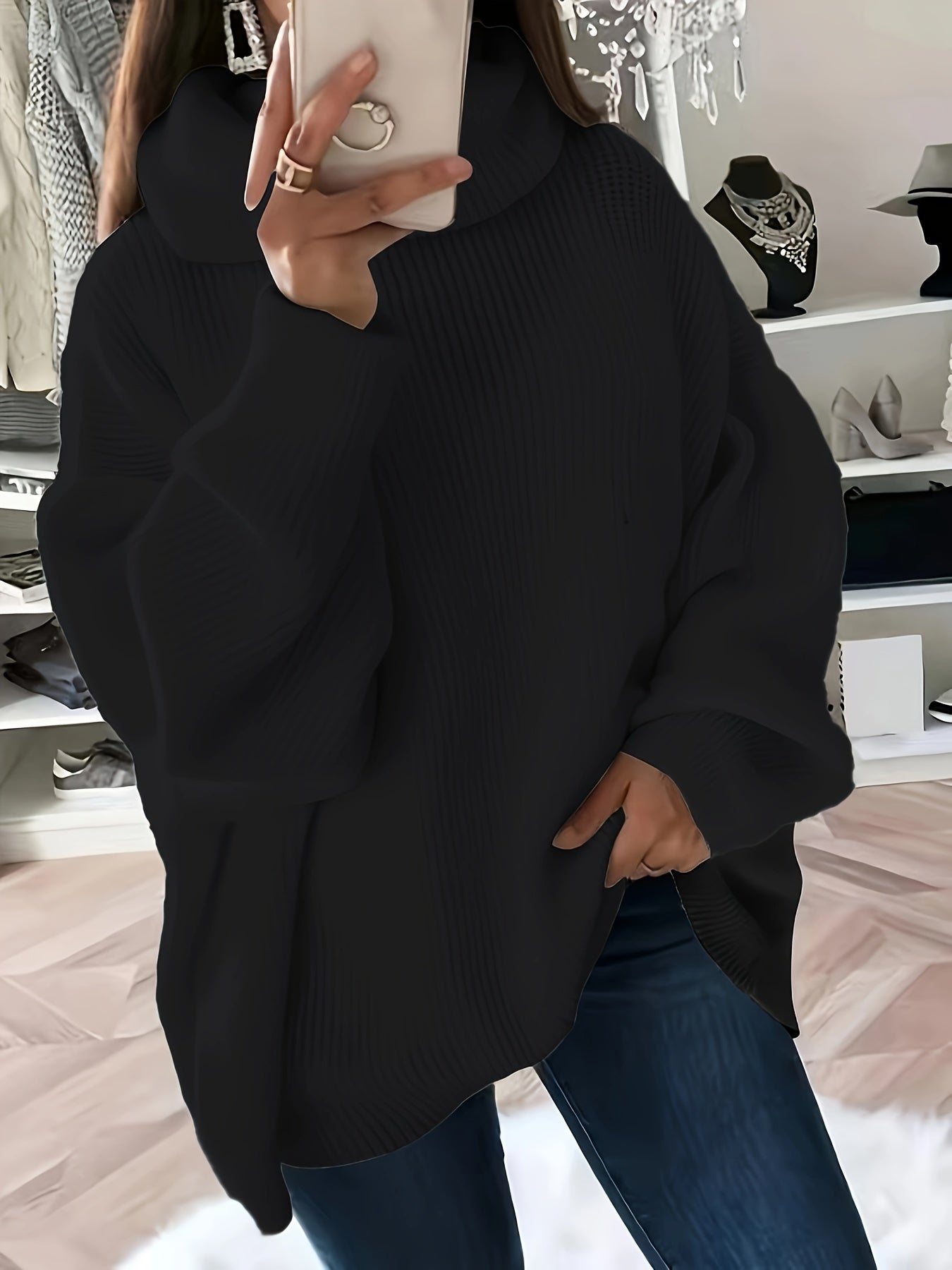 Women's Luxurious Oversized Solid Colour Turtleneck Jumper | Ideal for Winter