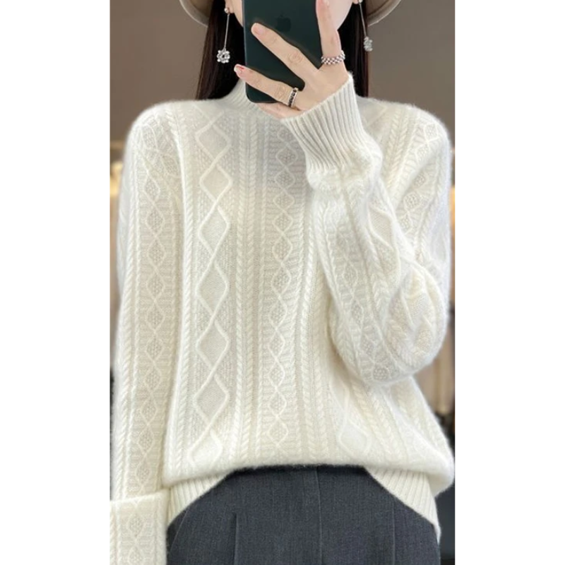 Stylish Cable Knit Turtleneck Jumper for Women | Ideal for winter