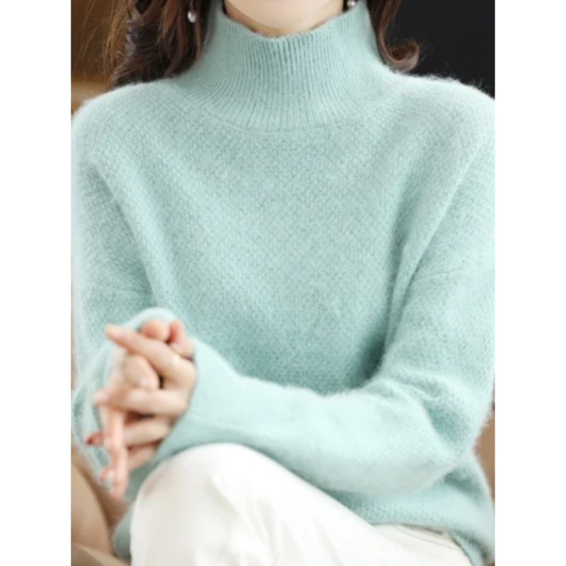 Women's Elegant Hollow Print Turtleneck Knitted Jumper for Women | Ideal for Winter