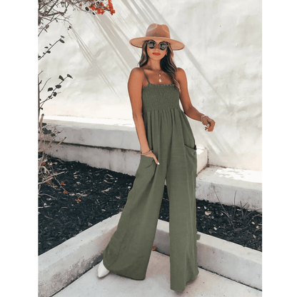 Women's Loose Wideleg Sleeveless Jumpsuit with Pockets | Ideal for Summer