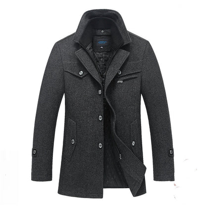 Comfortable Long Woolen Coat With Double Zipper For Men  | Ideal for Winter