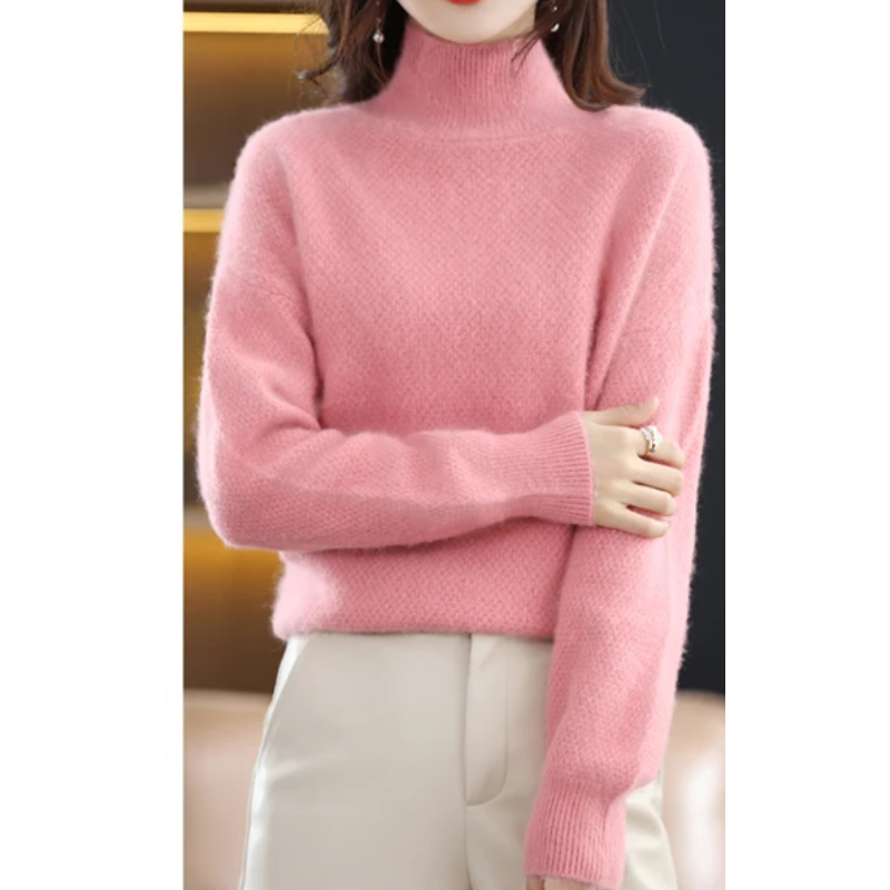 Women's Elegant Hollow Print Turtleneck Knitted Jumper for Women | Ideal for Winter