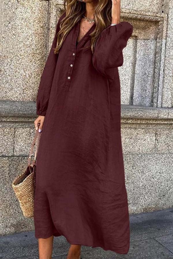 Women's Oversized Button-Up Long Sleeve Shirt Dress | Ideal for Summer