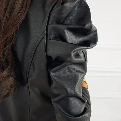 Elegant Slim Fit Vegan Leather Jacket with Zipper for Women | Ideal for Every Season