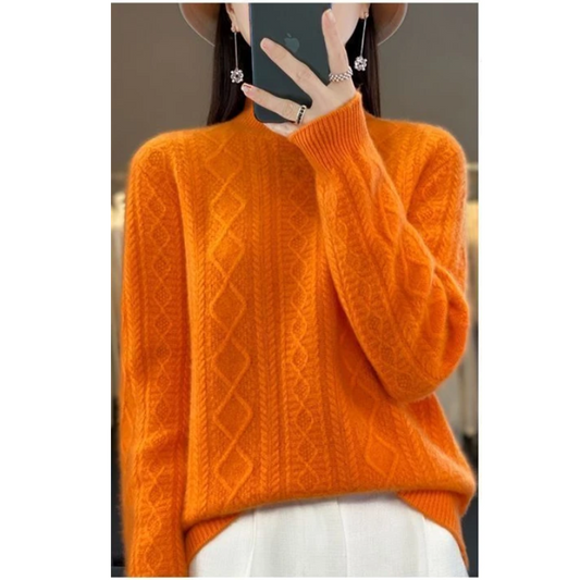 Cable Knit Turtleneck Jumper for Women