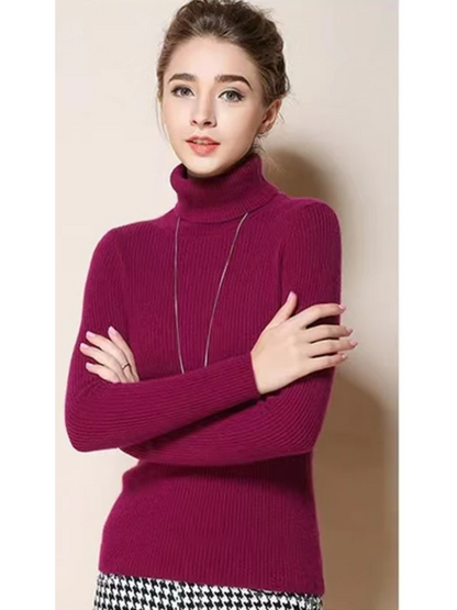 Women's Comfortable Ribbed and Soft Knitted Turtleneck Jumper | Ideal for Winter