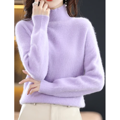 Women's Elegant Hollow Print Turtleneck Knitted Jumper for Women | Ideal for Winter