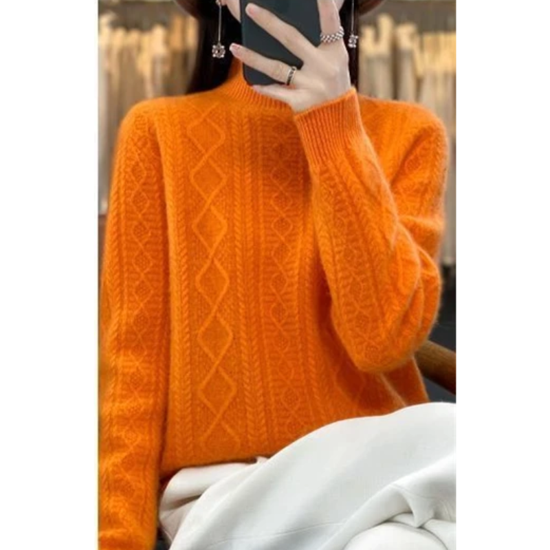 Stylish Cable Knit Turtleneck Jumper for Women | Ideal for winter