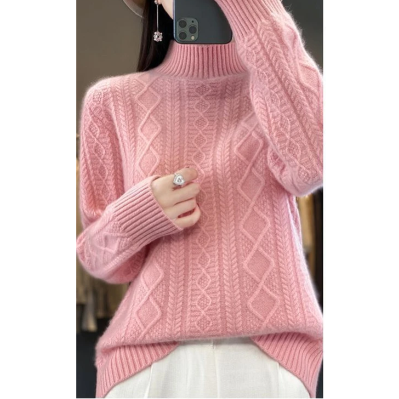 Stylish Cable Knit Turtleneck Jumper for Women | Ideal for winter