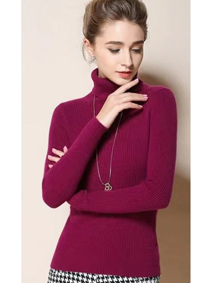 Women's Comfortable Ribbed and Soft Knitted Turtleneck Jumper | Ideal for Winter