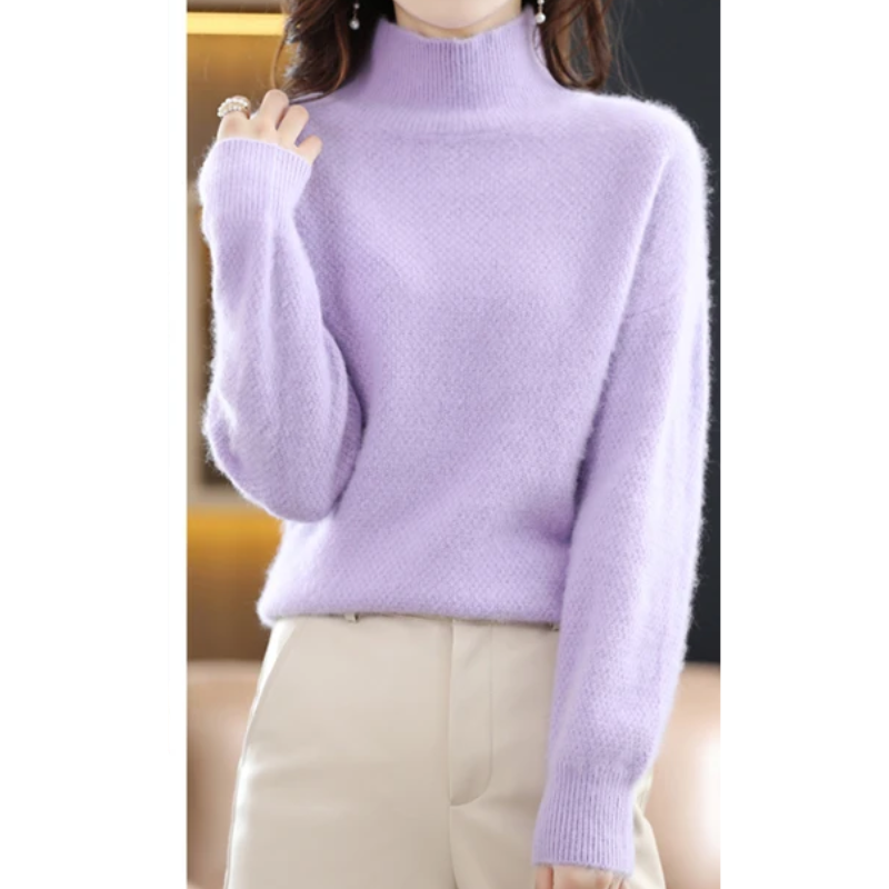 Women's Elegant Hollow Print Turtleneck Knitted Jumper for Women | Ideal for Winter