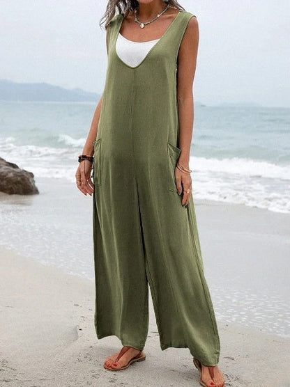 Women's Casual Baggy Sleeveless Jumpsuit with Pockets | Ideal for Summer