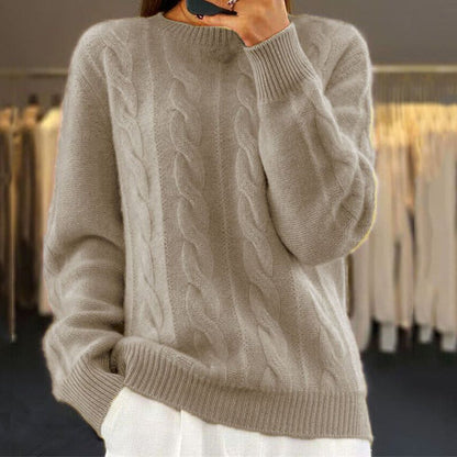 Women's Comfortable Solid Color Knitted Cashmere Jumper | Ideal for Winter