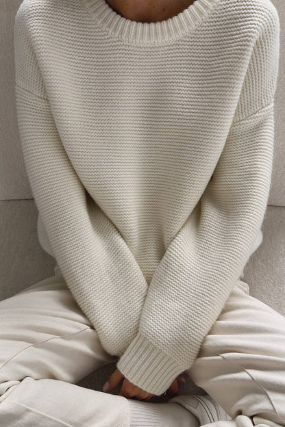Women's Fashionable Plain White Cashmere Jumper | Ideal for winter