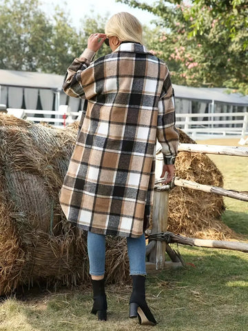 Carrie - Plaid Long Coat - Casual - Modern Style - Ideal for Autumn