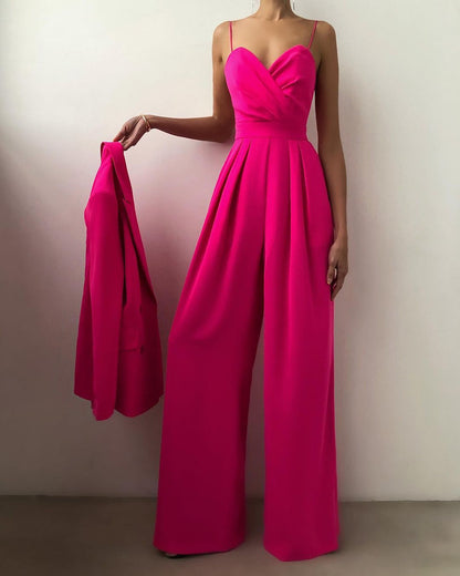 Women's Elegant Spaghetti Strap Wide Leg Jumpsuit | Ideal for Summer
