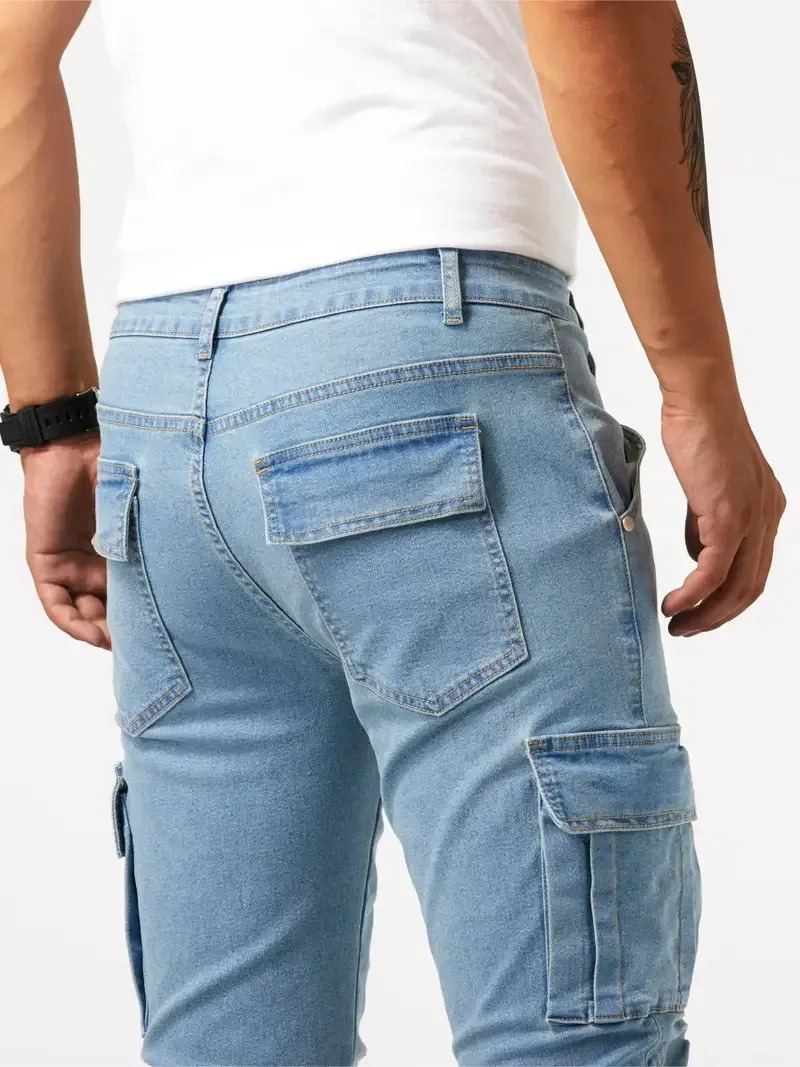 Men's Trendy Slim-Fit Cargo Jeans with Pockets | Perfect for Casual Days