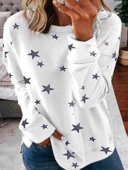 Women's Warm Star Print Round Neck Jumper | Ideal for Winter