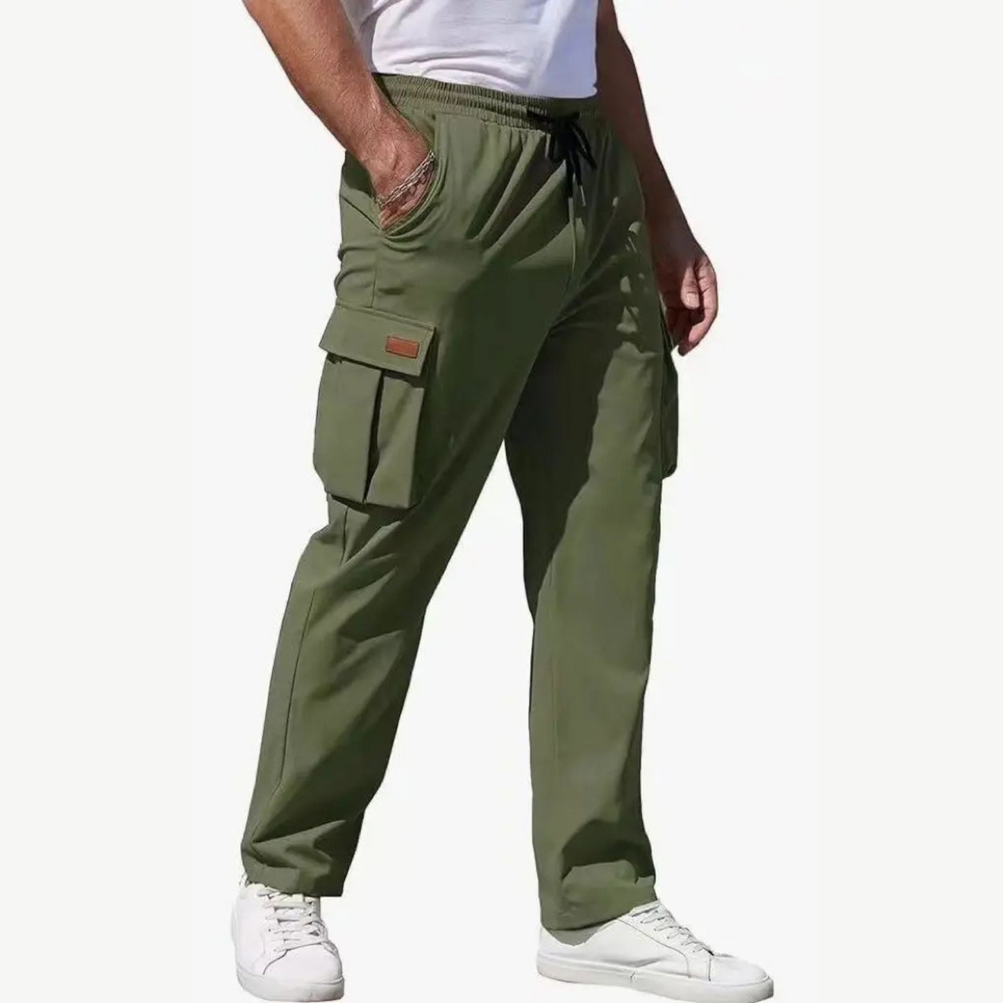 Men's Oversized Straight Grey Cargo Pants with Plain Design | Perfect for Casual Days