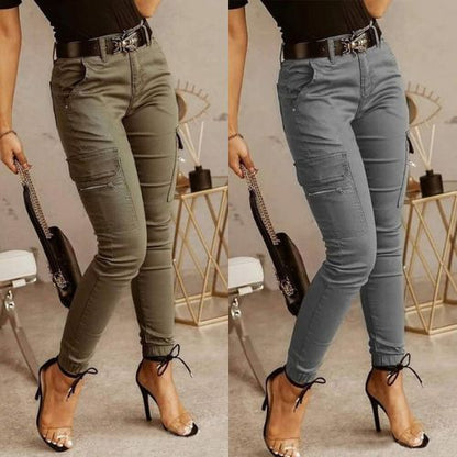 Women's Casual Low Waist Cargo Jeans with Pockets | Perfect for Casual Days