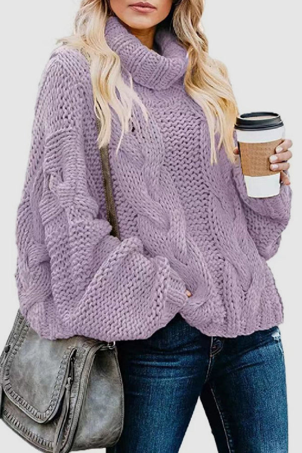 Women's Elegant Knitted Cashmere Turtleneck Jumper in Solid Colour | Ideal for Winter