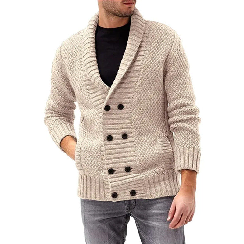 Men's Knitted Cashmere Jumper with Buttons and Pockets | Ideal for Winter