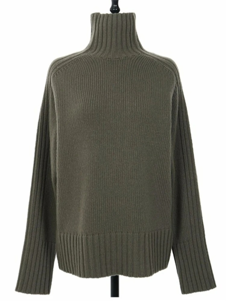 Women's Luxurious Oversized Ribbed Design Turtleneck Jumper | Ideal for Winter