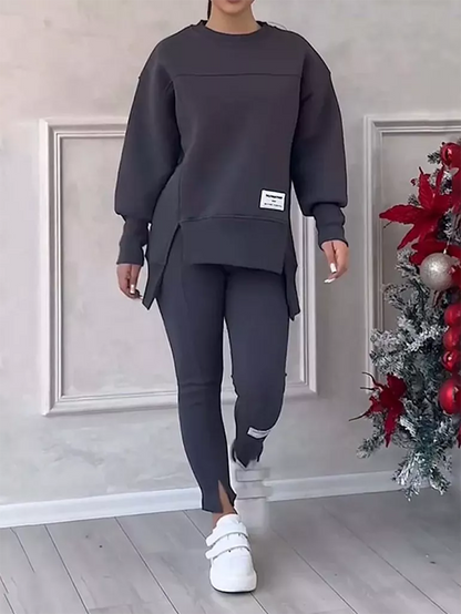Women's Elegant Jumper with Patcwork and Legging Set | Ideal for Winter