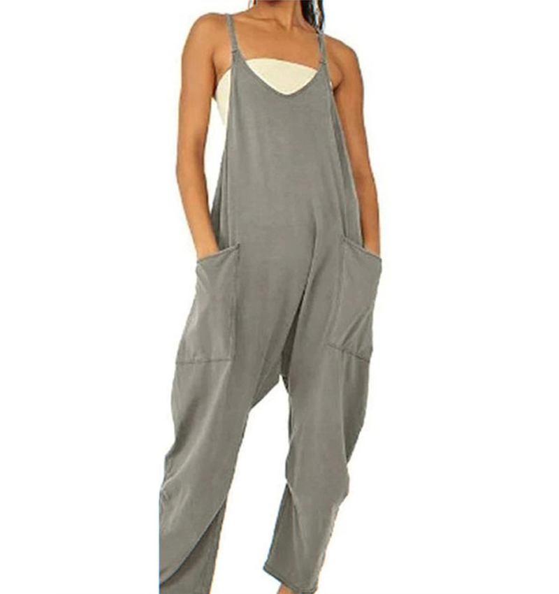 Women's Chic Sleeveless V-neck Jumpsuit with Pockets | Ideal for Summer