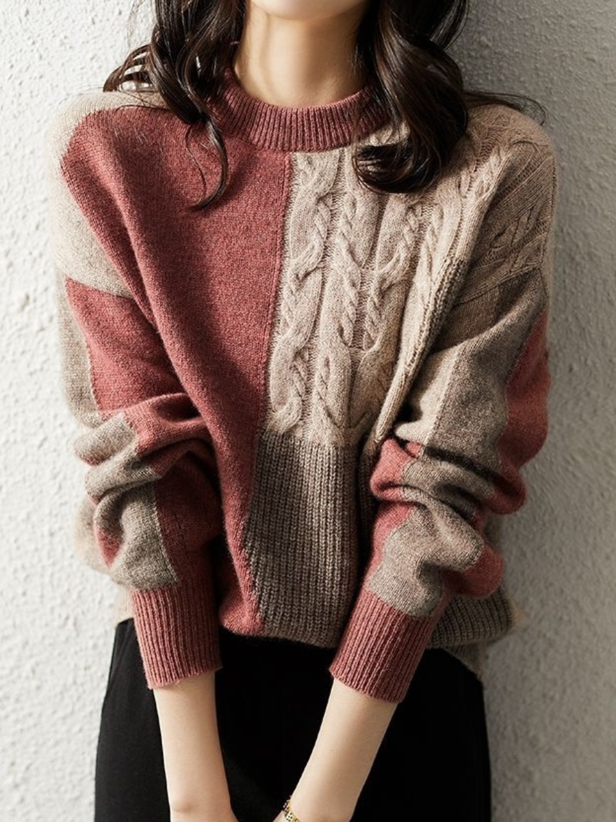 Women's Color Block Cable Knit Jumper | Ideal for winter