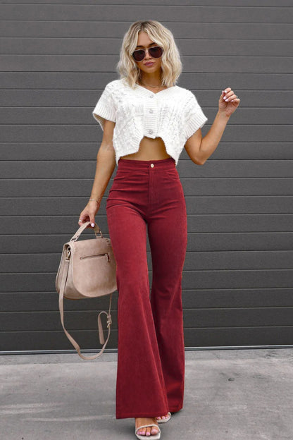 Women's Vintage Velvet High Waisted Flared Pants | Ideal for All Seasons