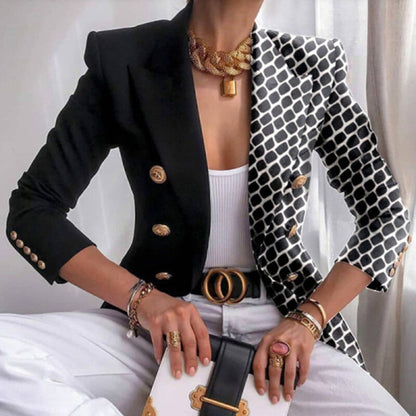 Women's Asymmetrical Blazer with Ornate Gold and Chain Print | Perfect for Casual Days