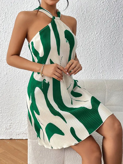 Women's Stylish High-Quality Sleeveless Dress with All-Over Print