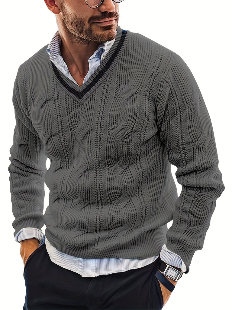 Men's Classic Knitted Cashmere V-Neck Jumper | Ideal for Winter