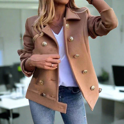 Women's Elegant Thick Solid Color Buttoned Blazer | Perfect for Casual Days