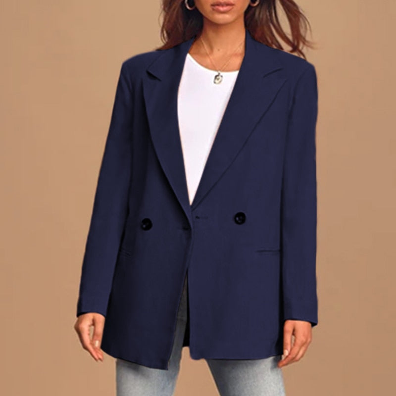 Women's Trendy Oversized Buttoned Blazer with Pockets | Perfect for Casual Days