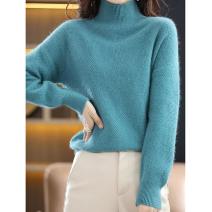 Women's Elegant Hollow Print Turtleneck Knitted Jumper for Women | Ideal for Winter