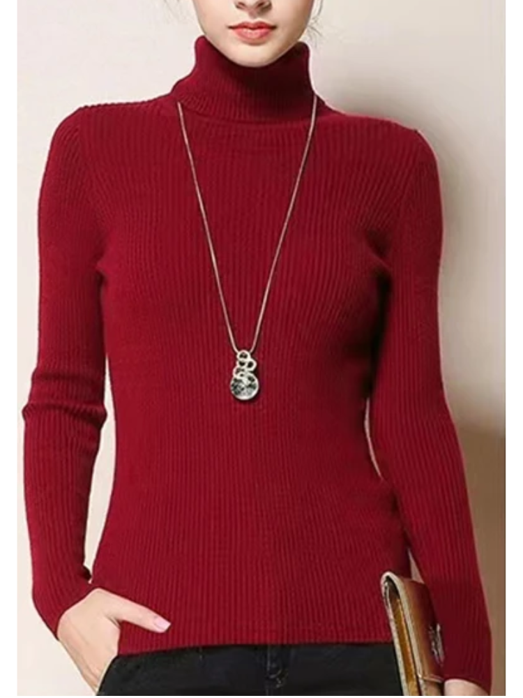 Women's Comfortable Ribbed and Soft Knitted Turtleneck Jumper | Ideal for Winter