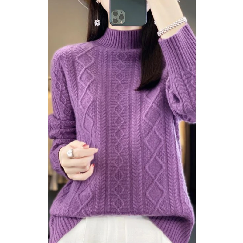 Stylish Cable Knit Turtleneck Jumper for Women | Ideal for winter