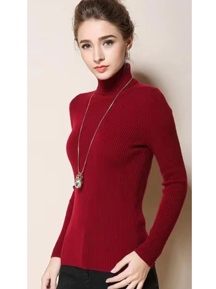 Women's Comfortable Ribbed and Soft Knitted Turtleneck Jumper | Ideal for Winter