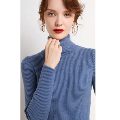 Women's Slim Fit Turtleneck Knitted Jumper | Ideal for Winter