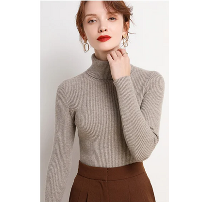 Women's Slim Fit Turtleneck Knitted Jumper | Ideal for Winter